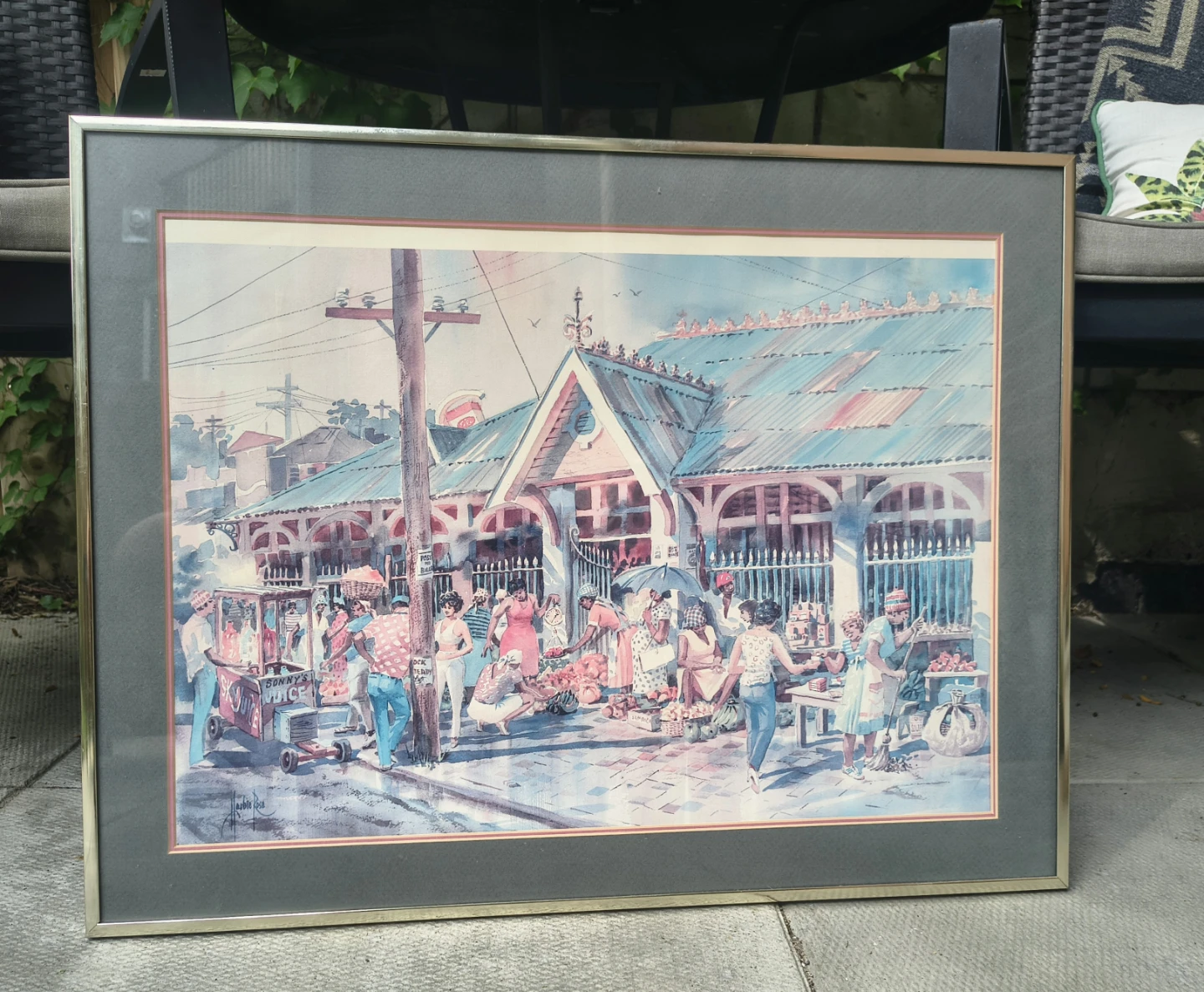 Herbie Rose Jamaican Market Scene Artwork
