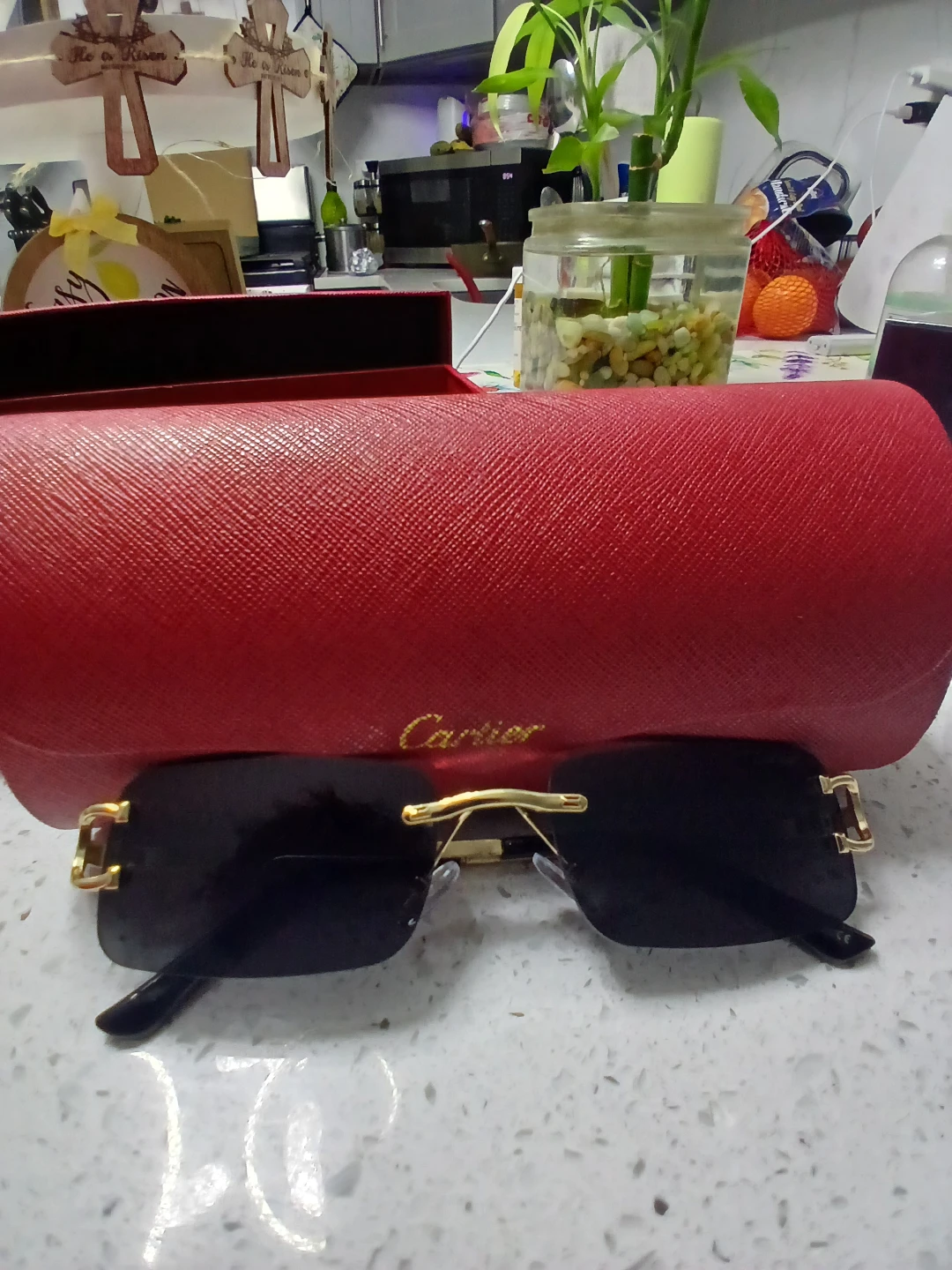 Cartier Rimless w/ Sunglasses Gold Frame.