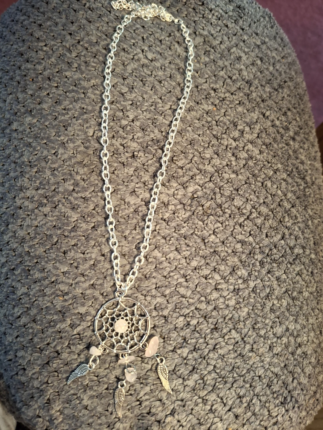 Rose Quartz Dreamcatcher Necklace with Wings - photo 2