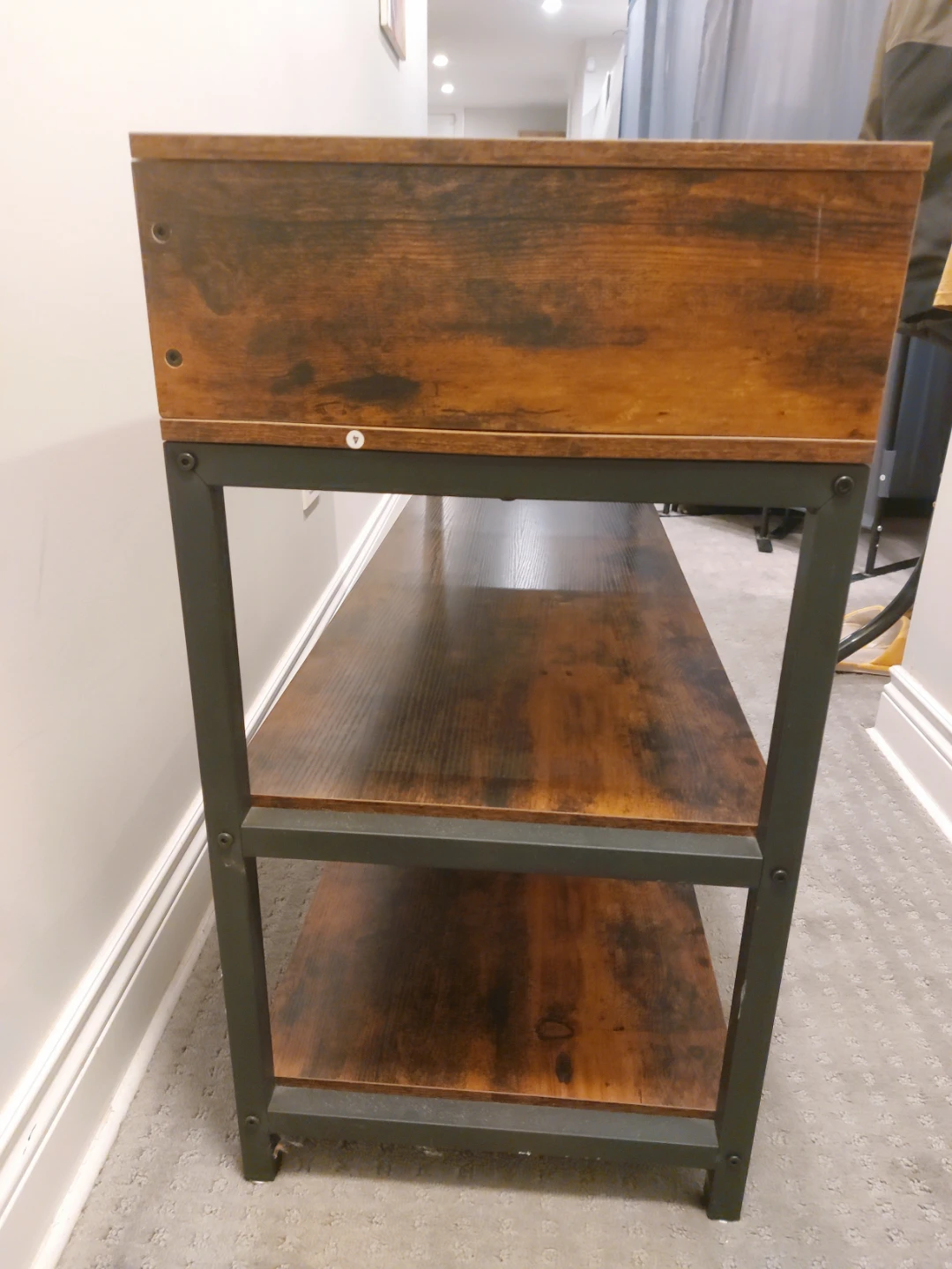 Rustic Wood Console Table with Drawers and Shelves - photo 5