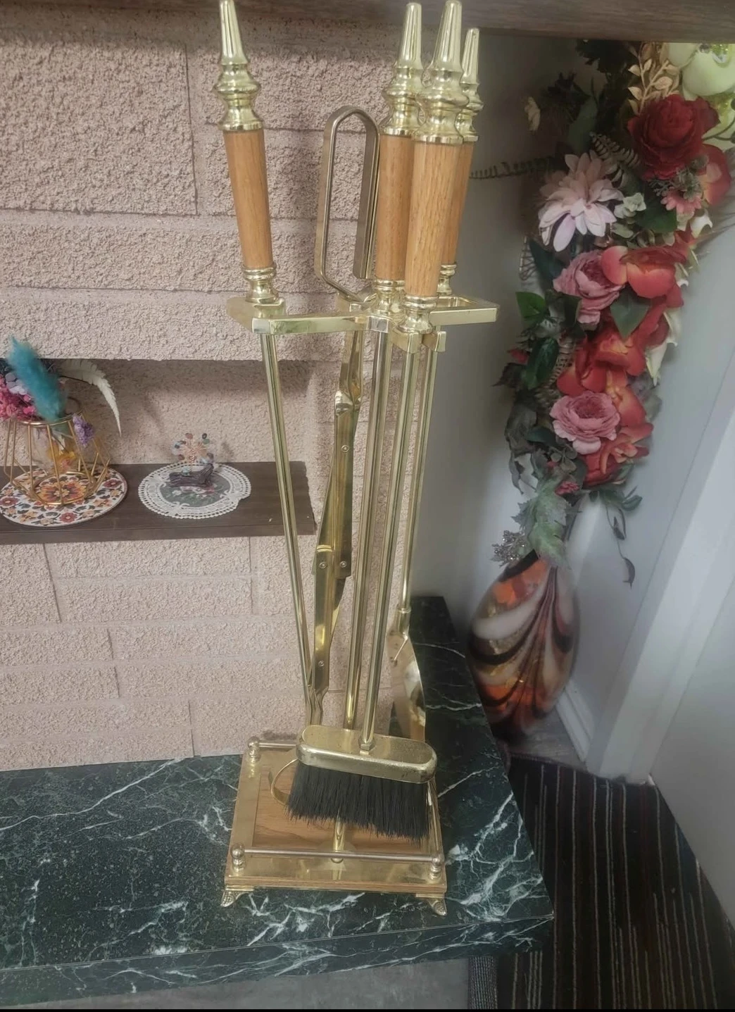 Vintage Fireplace with  Screen and Tools Set - photo 3