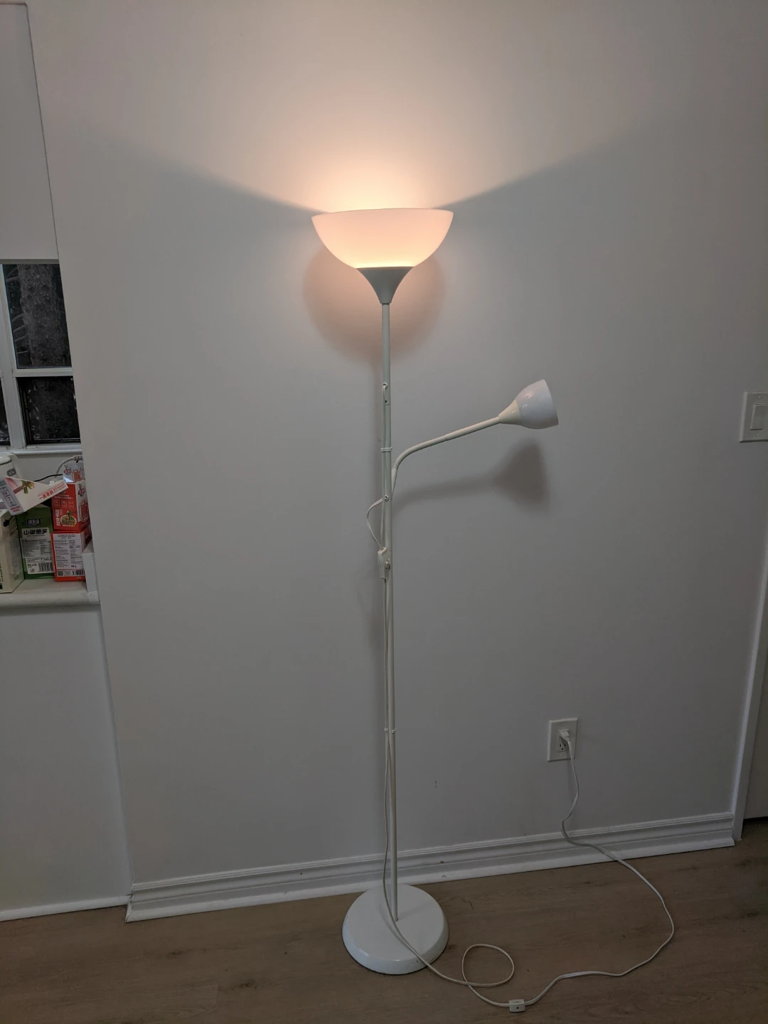 White Floor Lamp with Reading Light - photo 2