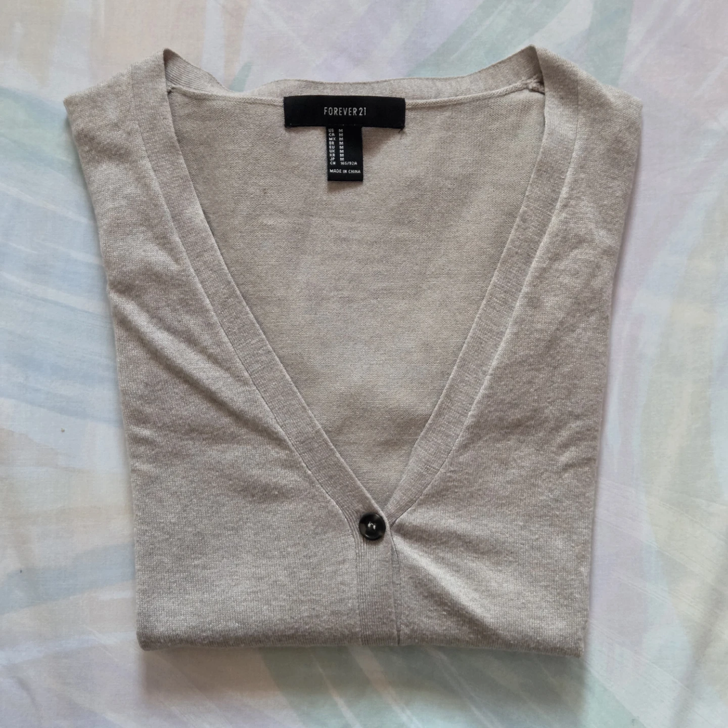 Beige V-Neck Cardigan Sweater