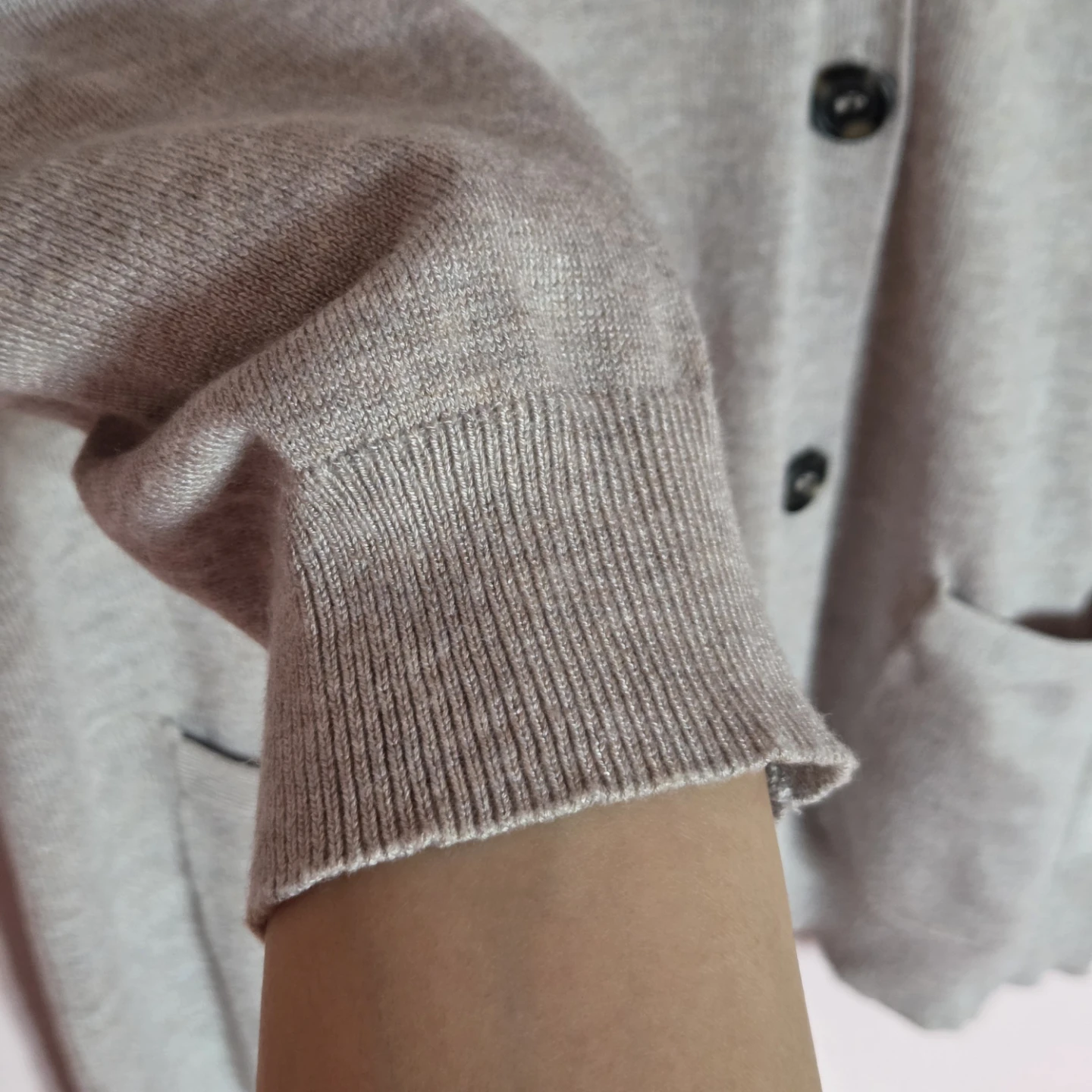 Beige V-Neck Cardigan Sweater - photo 5