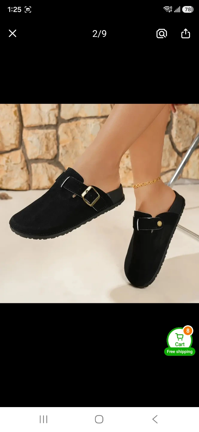 Black Suede Clogs with Buckle