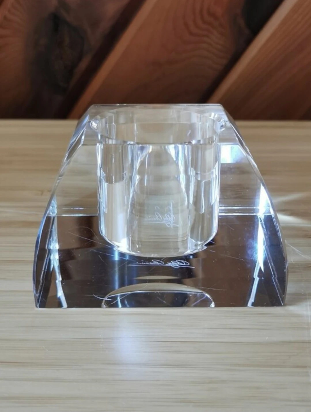 Vintage Oleg Cassini Signed Crystal Votive Candle Holder
