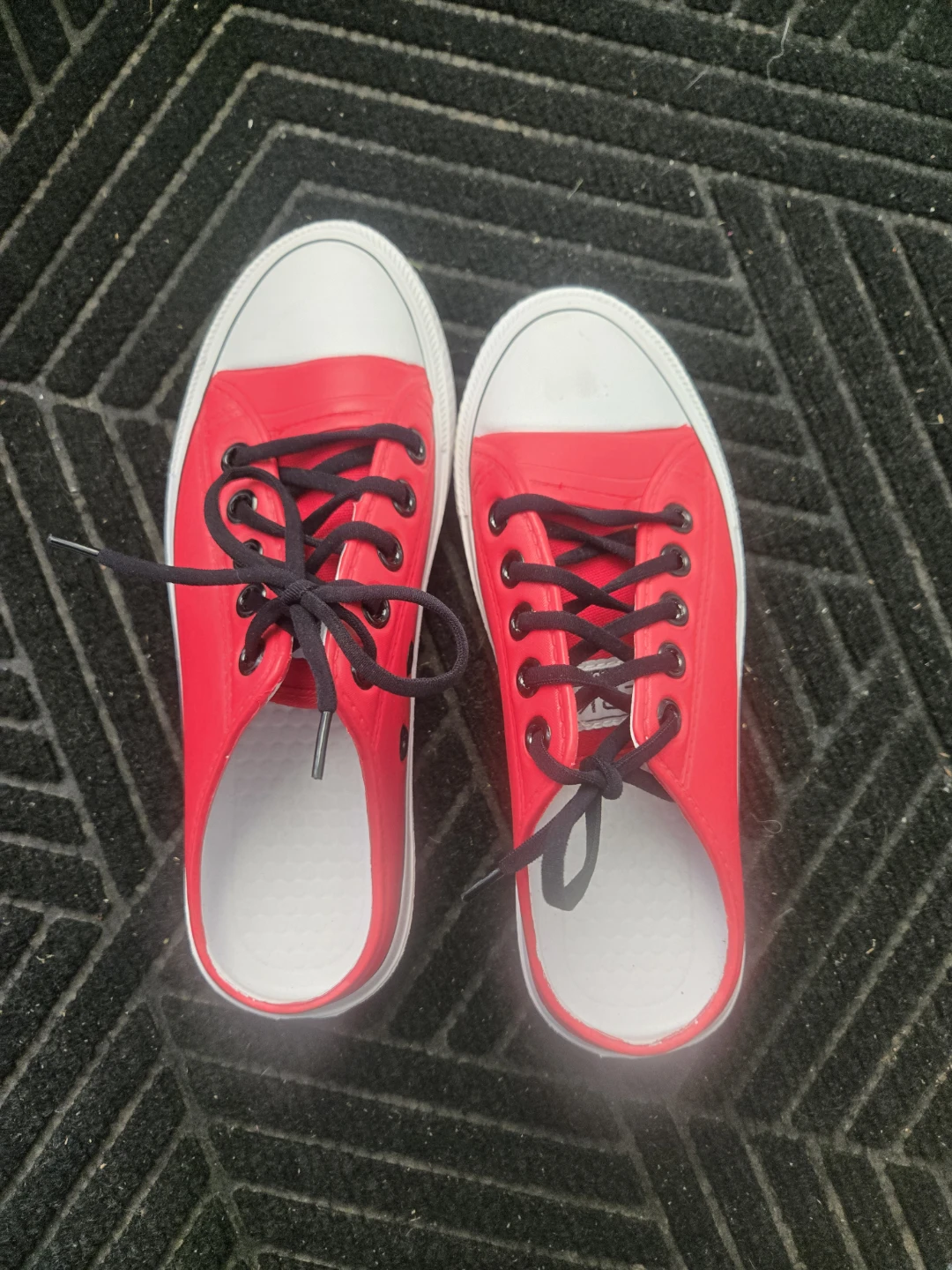 Red Plastic Converse-style sneakers