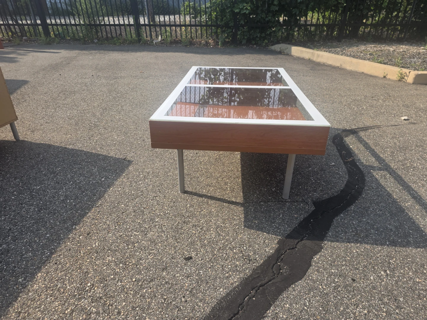Coffee Table with Wood Grain and Glass Top - photo 2