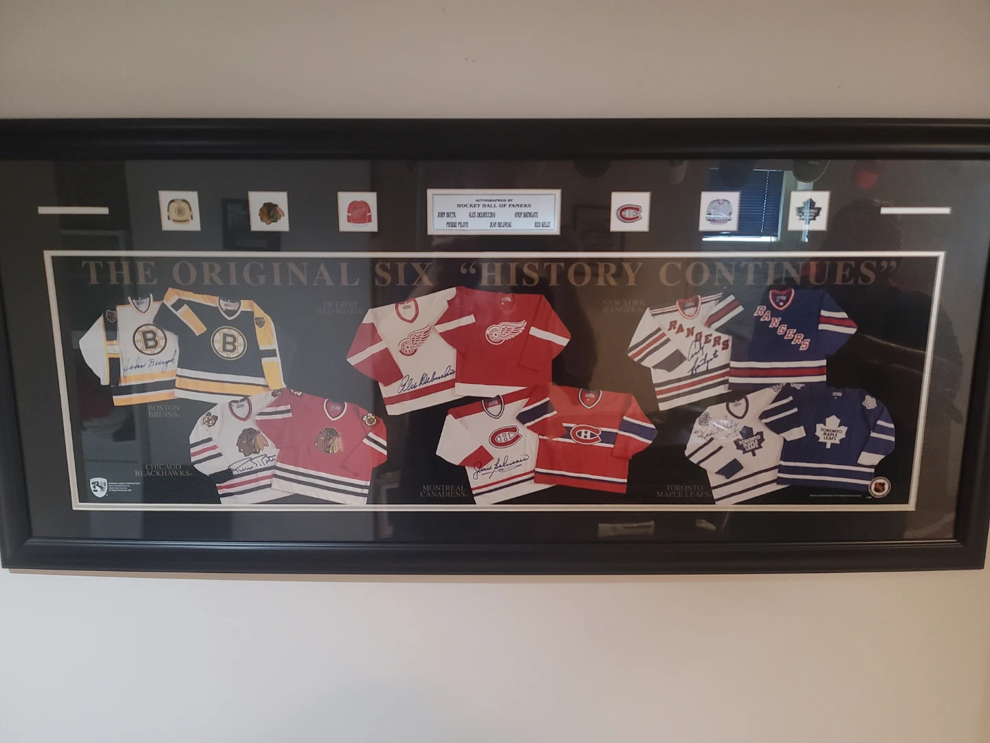 Framed Original Six Hockey Jerseys Display