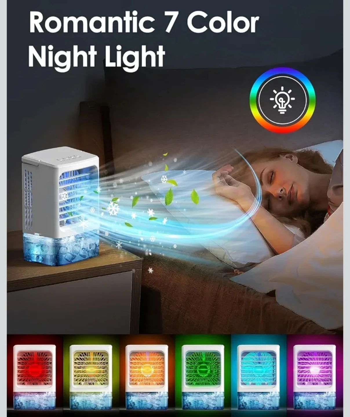 Portable Air Conditioner Fan with 7 Color Night Light - photo 4