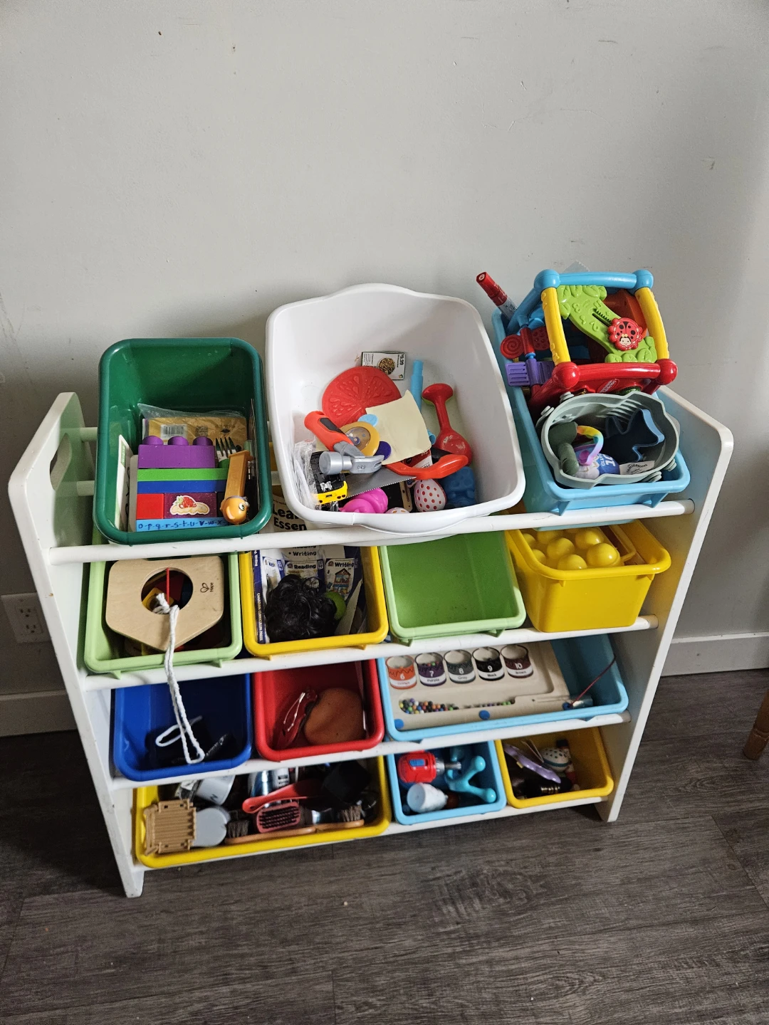 White Toy Storage Organizer with Bins
