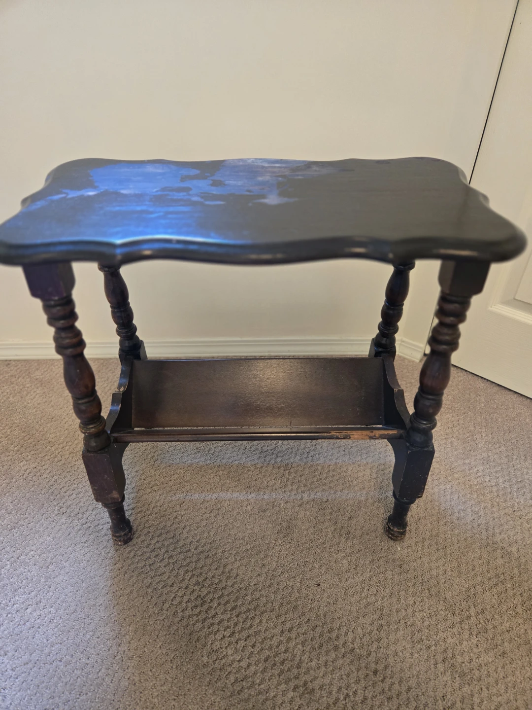 Vintage Wooden Side Table with Book Trough – Project Piece
