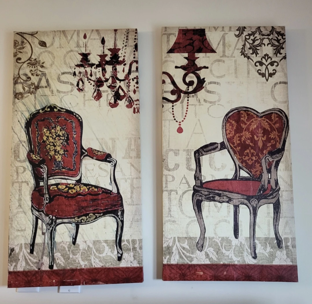 Set of 2 Vintage Chairs Canvas Wall Art