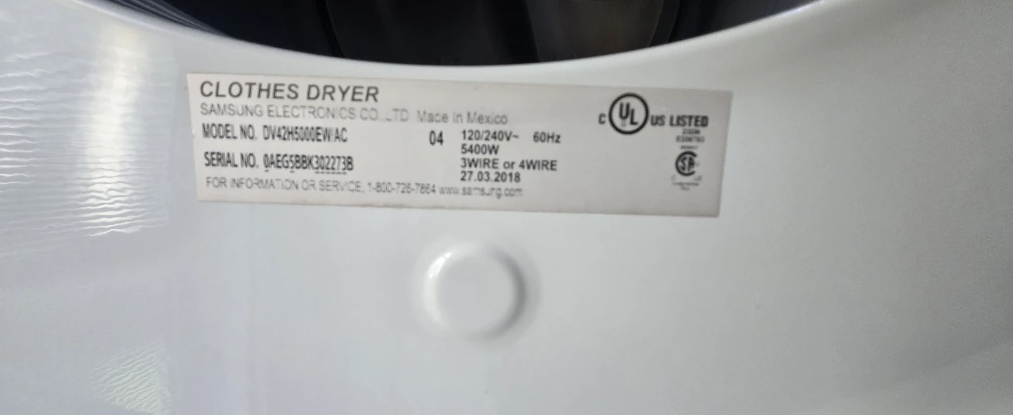 Samsung Clothes Dryer DV42H5000EW - photo 3