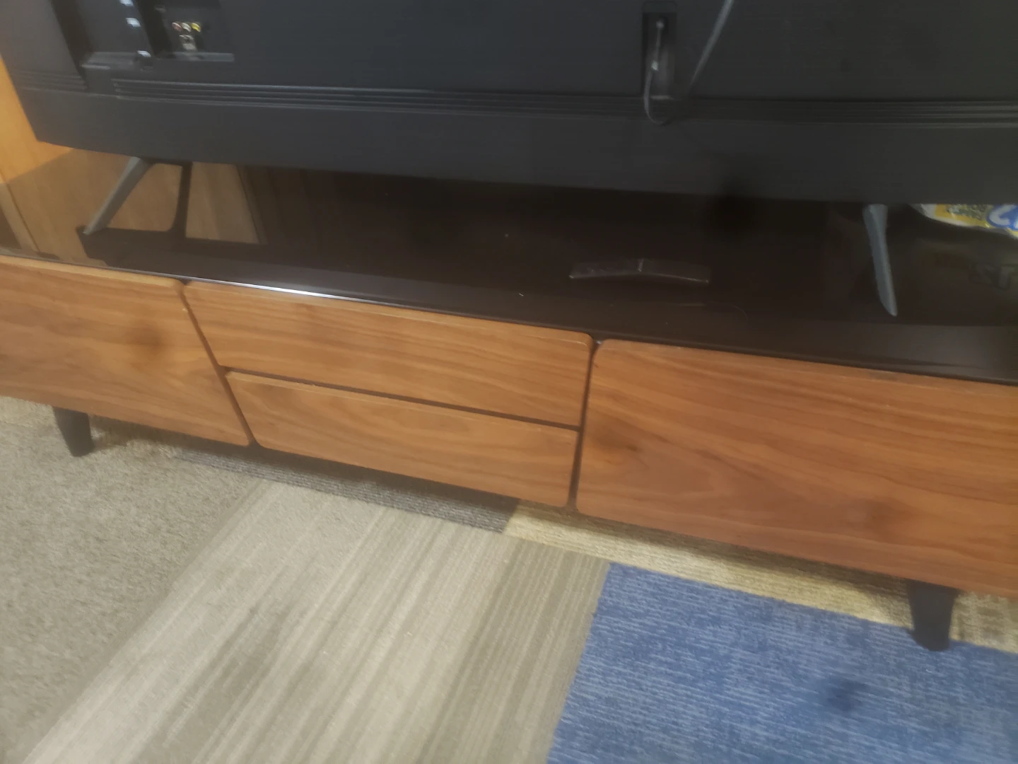 Wood and Glass TV Stand with Drawers - photo 3