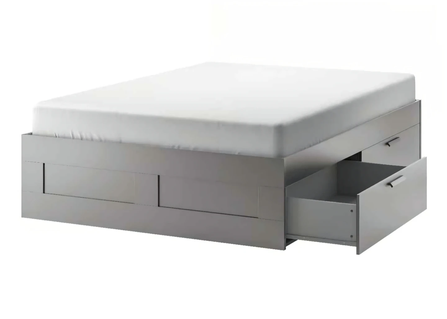 New Grey Bed Frame with Storage Drawers (BRIMNES)