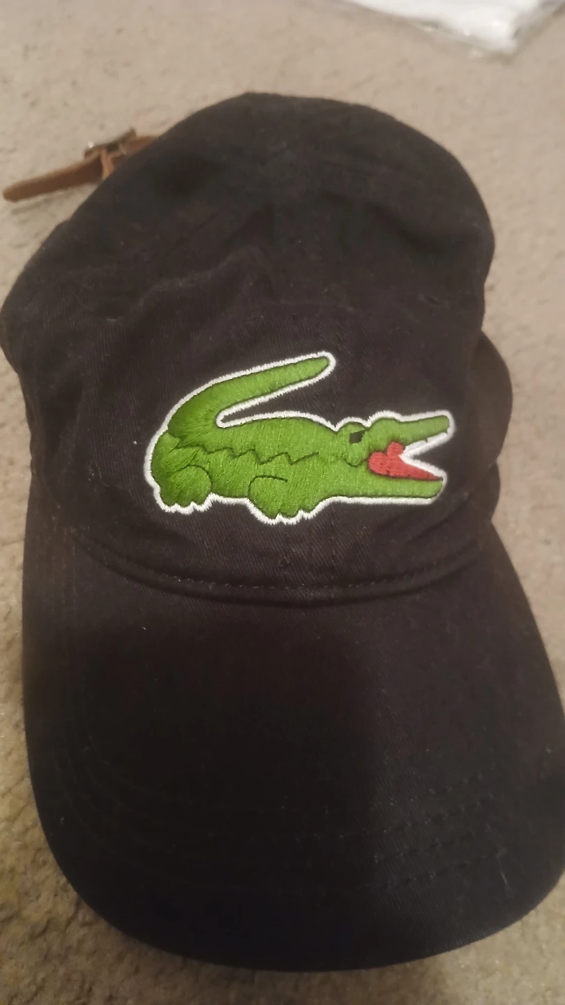 Lacoste Black Cap with Green Crocodile Logo