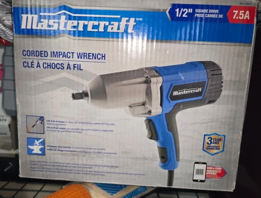 Mastercraft Corded Impact Wrench 1/2" Square Drive 7.5A
