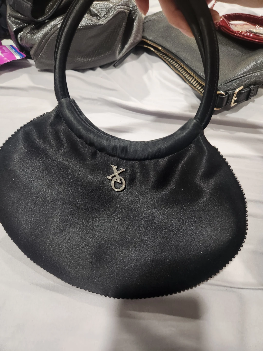 XOXO Y2K Black Satin Handbag