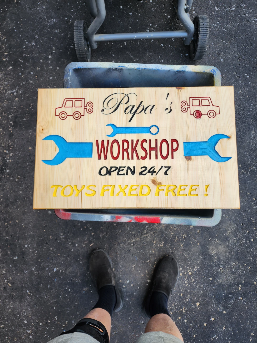 Papa's Workshop Wooden Sign