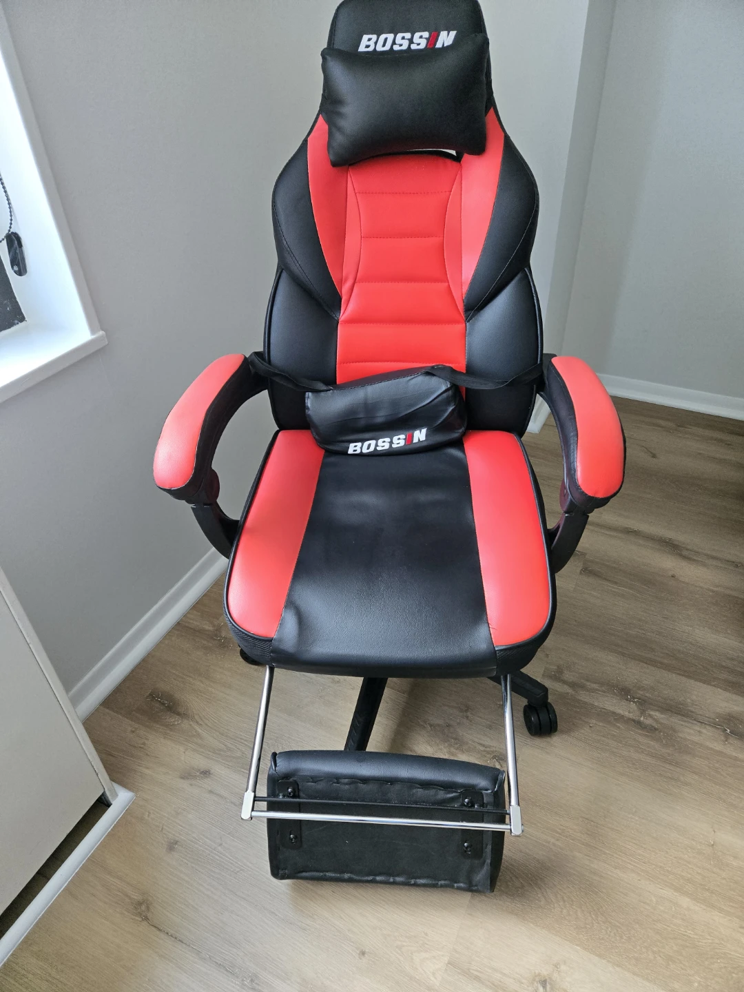 BOSS N Red and Black Gaming Chair with Footrest