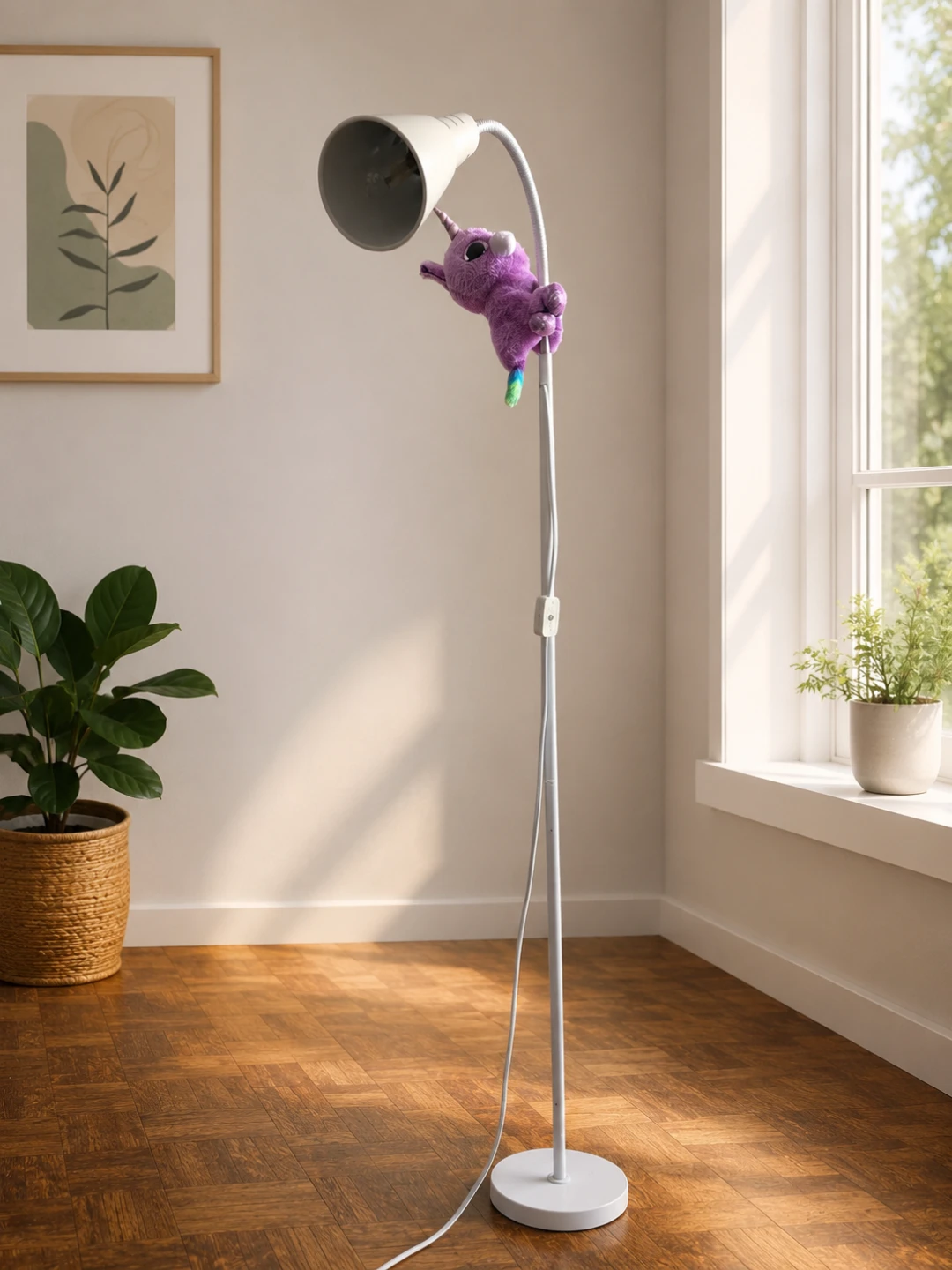 Floor Lamp with Plush Toy Attachment