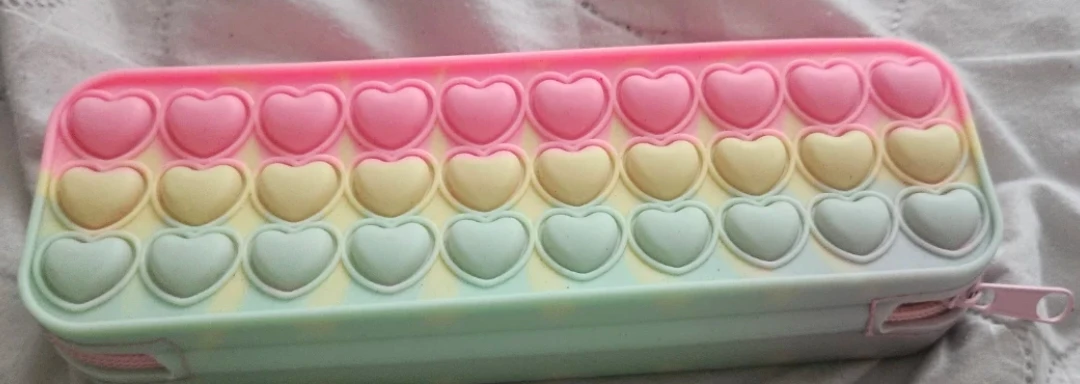Pink Heart Pop It Pencil Case