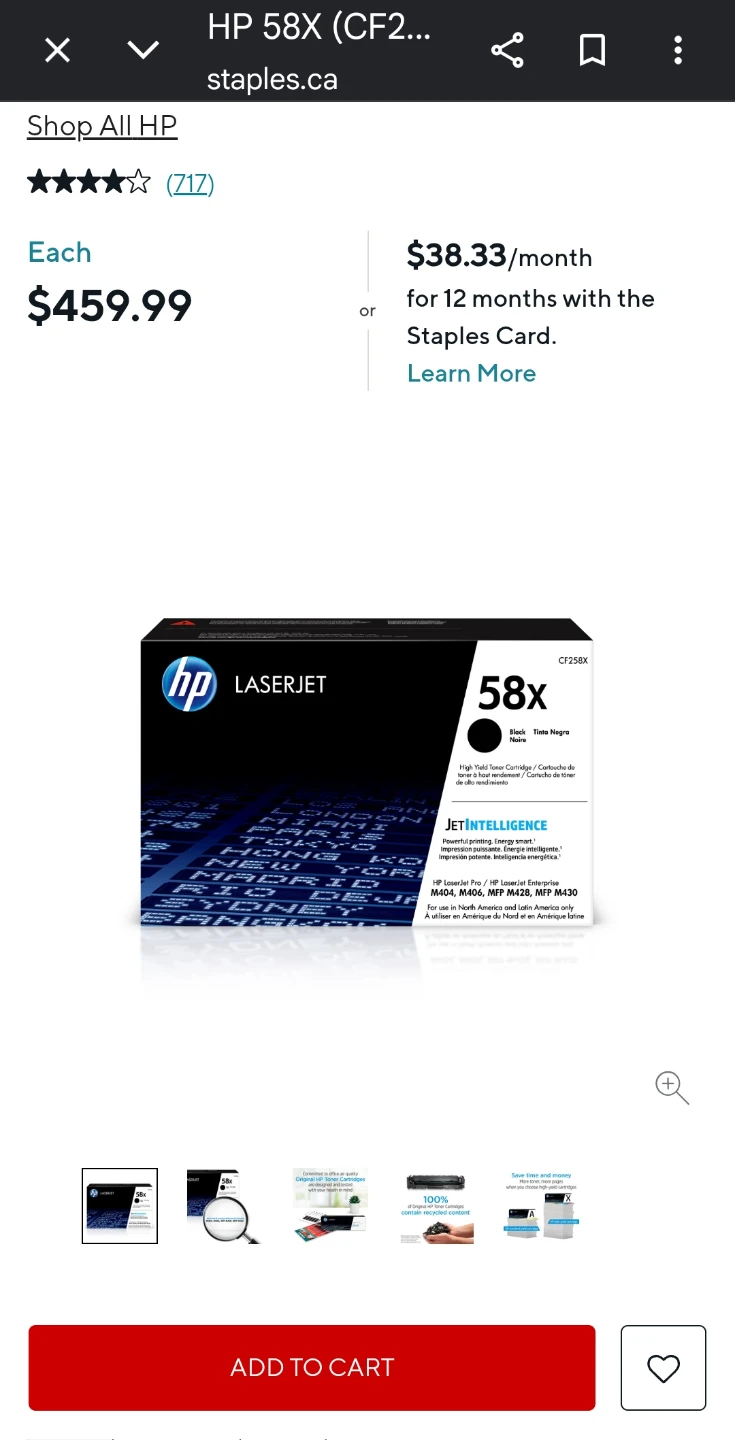 NEW! Genuine HP 58X (CF258X) Laser Toner Cartridge - Black