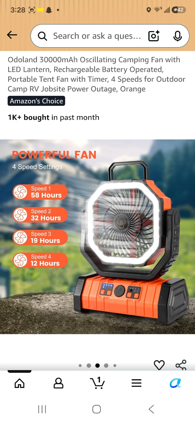 Odoland 30000mAh Oscillating Camping Fan with LED Lantern - photo 4