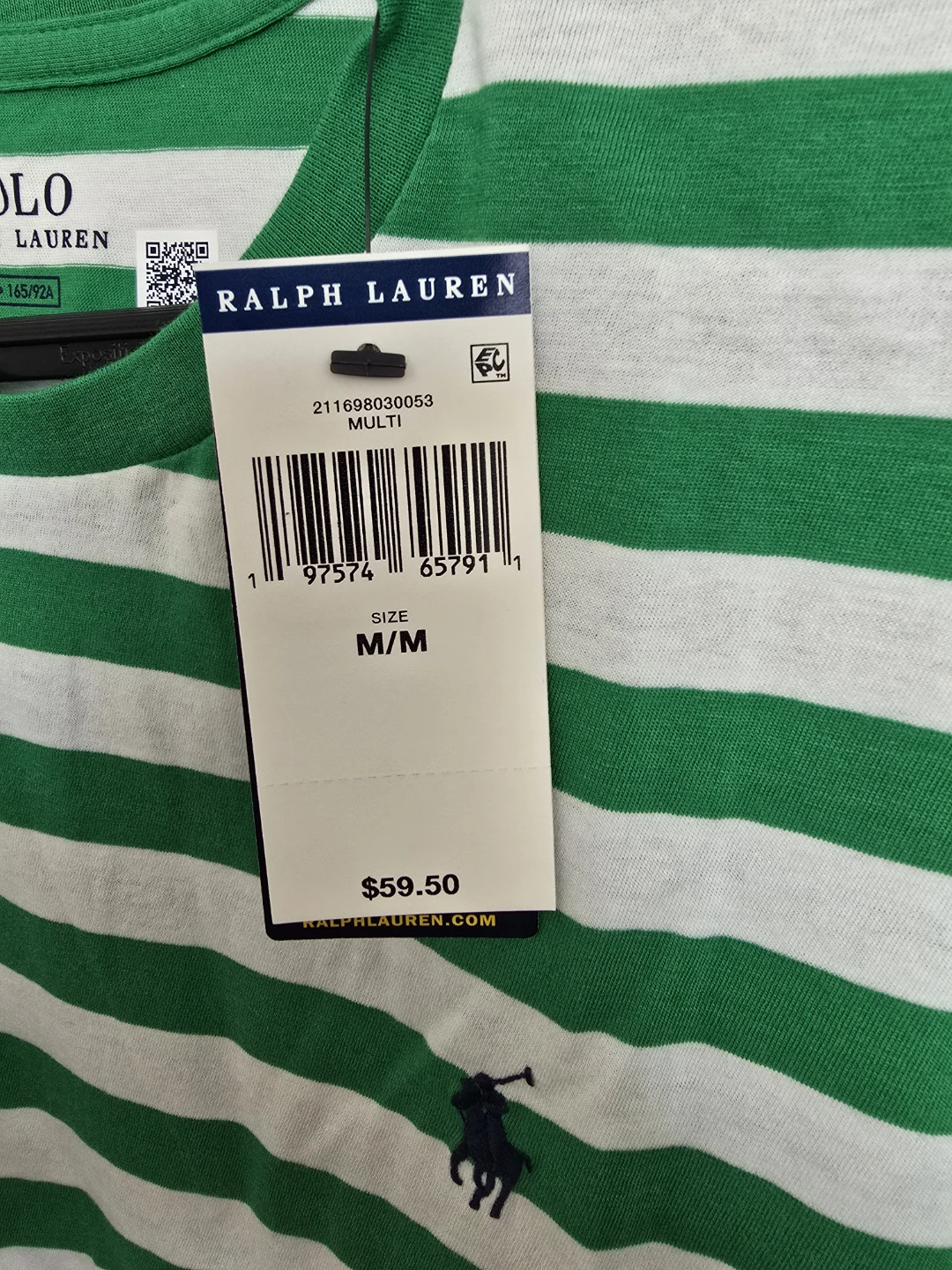 Polo Ralph Lauren Striped T-Shirt - Green/White - M - photo 4