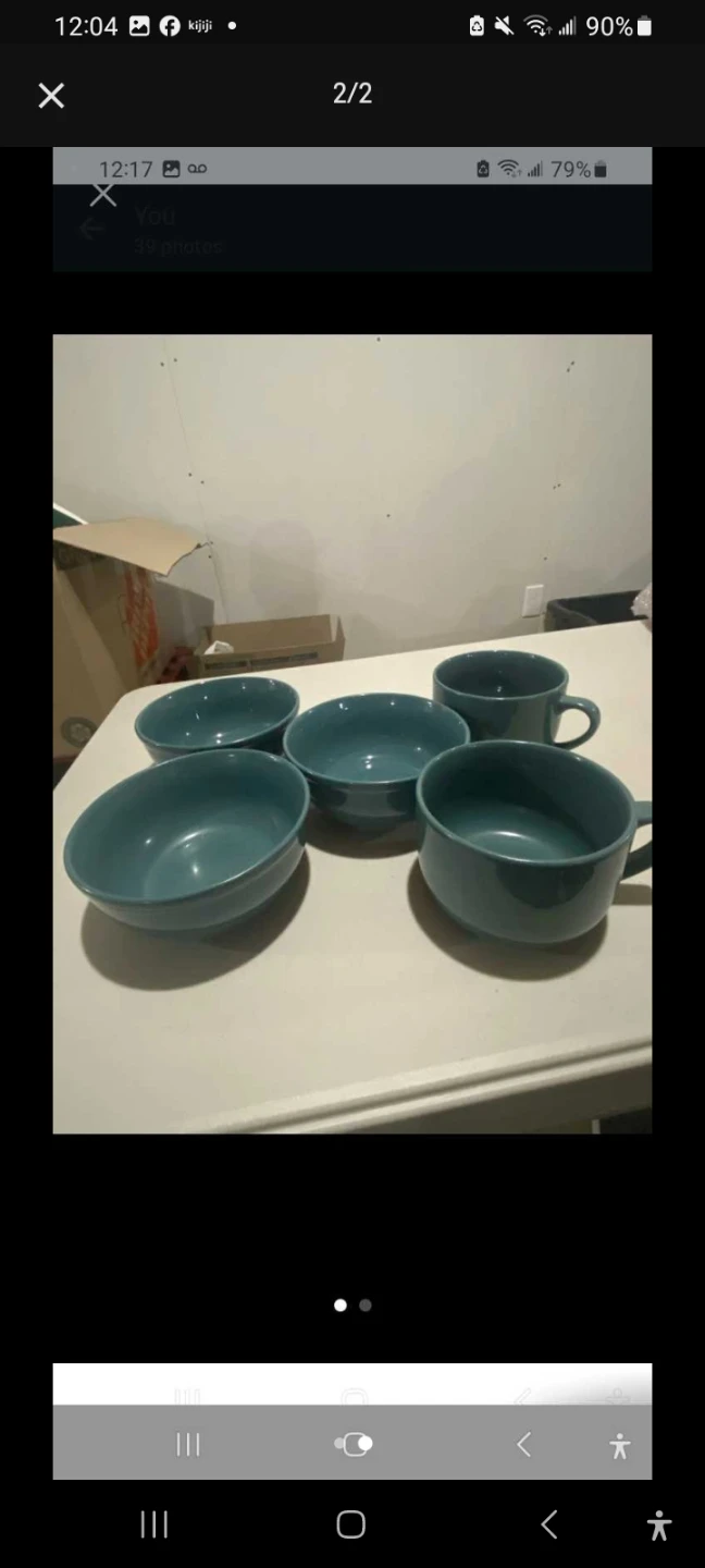 Teal Cereal Bowls Set (4 Bowls, 1 Mug)