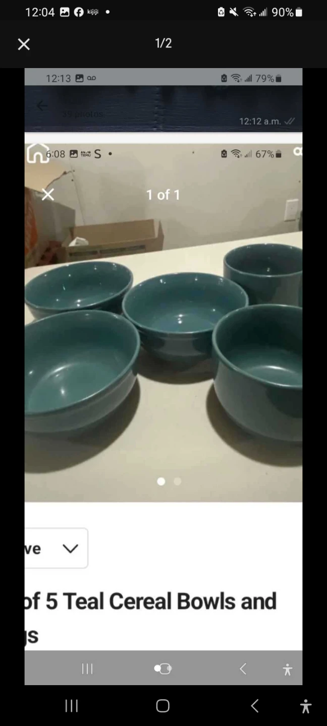 Teal Cereal Bowls Set (4 Bowls, 1 Mug) - photo 2