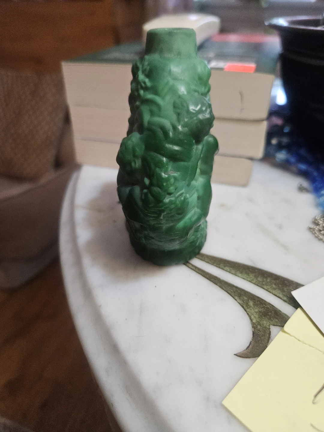 Green Malachit Chech Cherub and Grapevine Decorative Bottle - photo 3