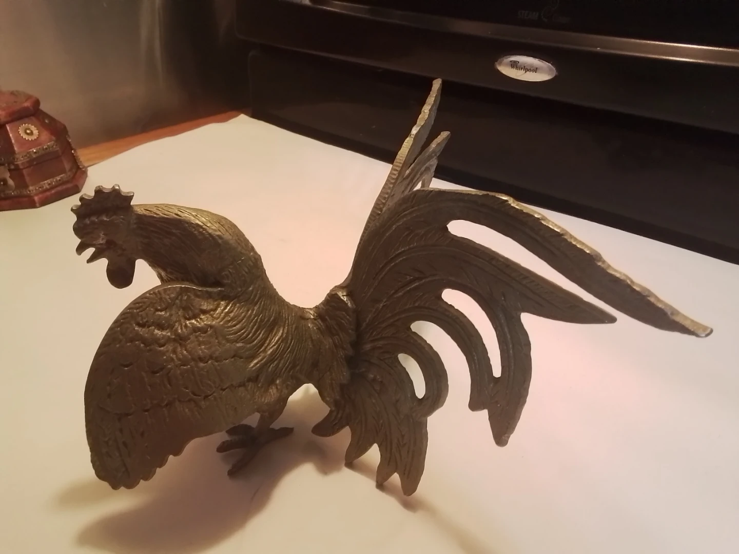 Vintage MCM Brass Fighting Rooster Gamecock Figurine 9 - photo 2