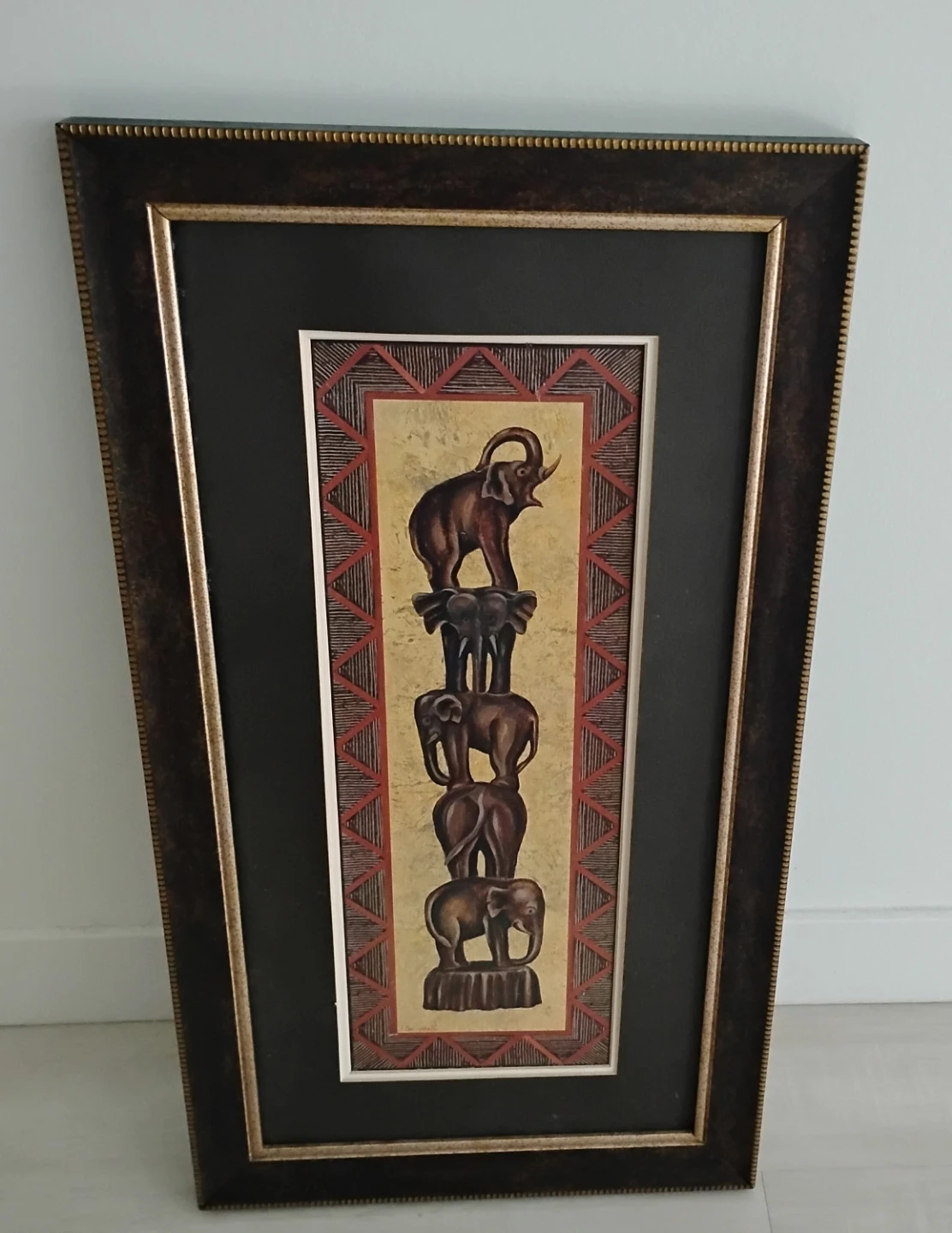 Framed Stacked Elephant Art