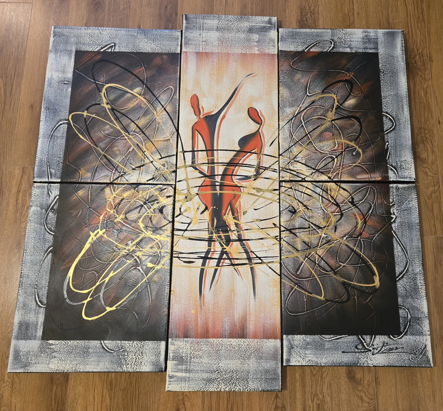 Abstract Couple Painting - 5 Panels