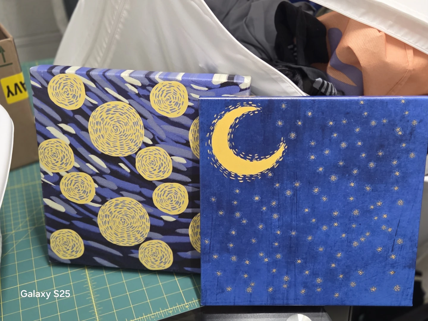 Set of 2 Canvas Wall Art Prints - Starry Night & Moon - photo 2