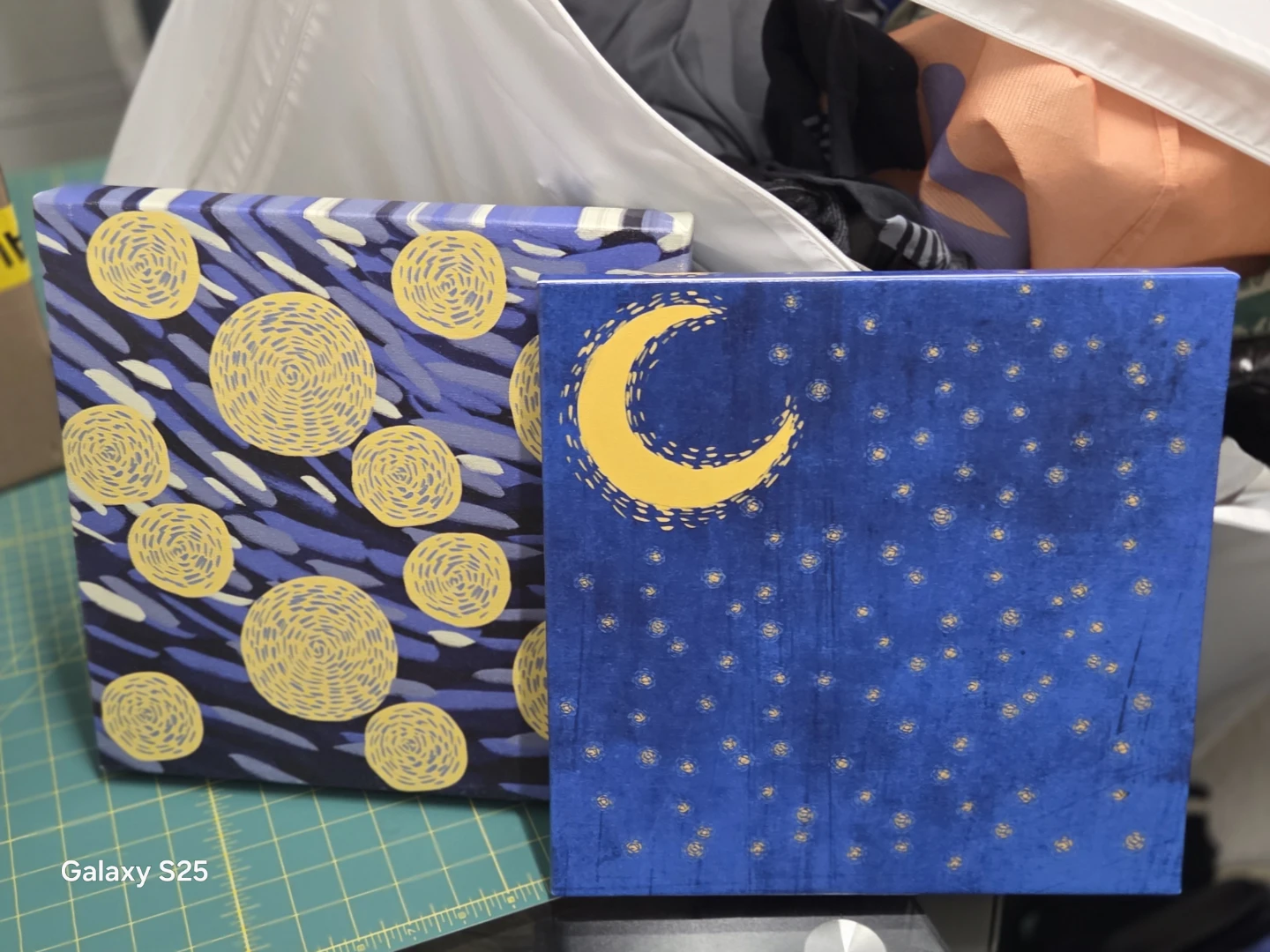 Set of 2 Canvas Wall Art Prints - Starry Night & Moon - photo 3