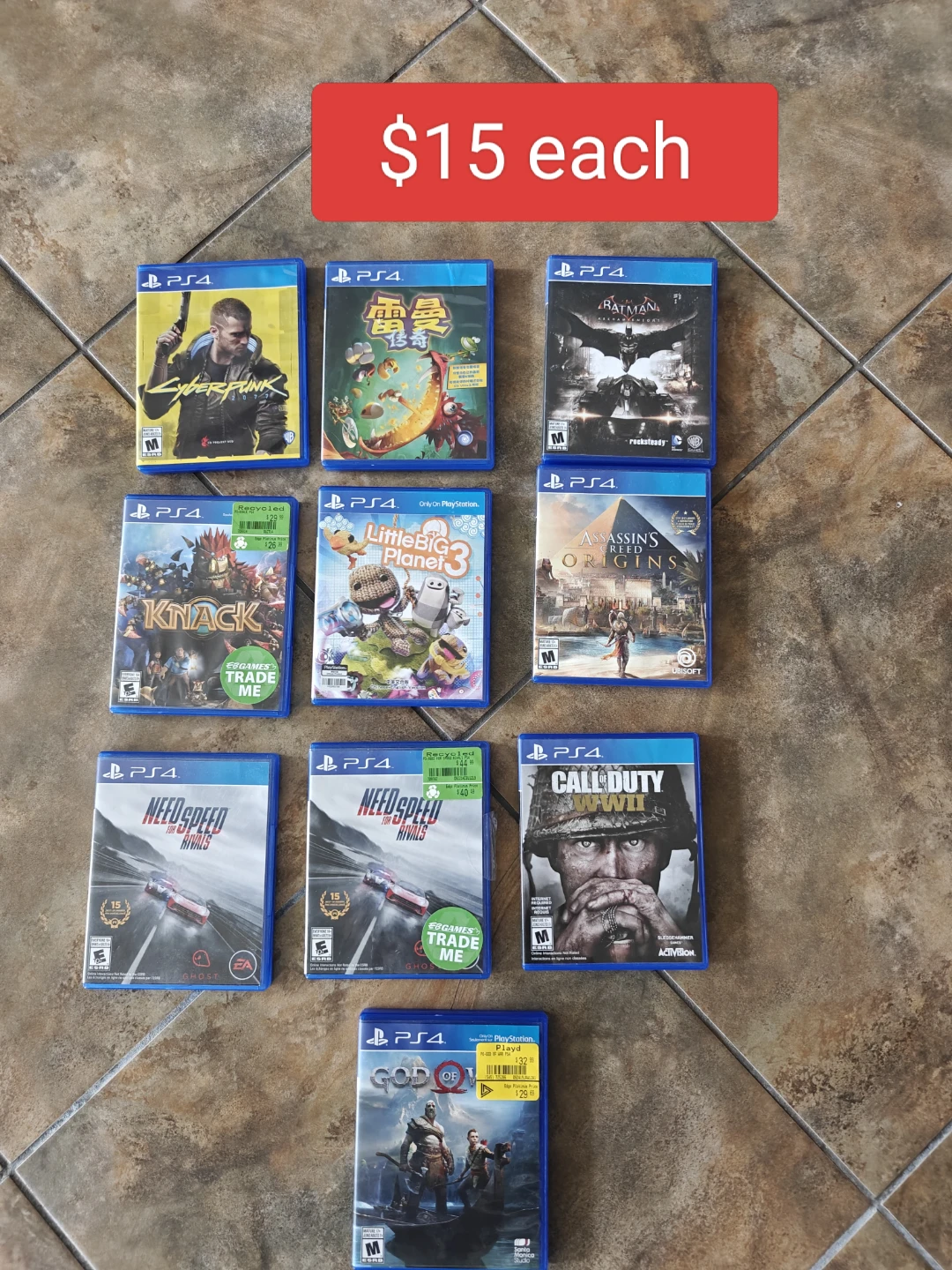 PS4 games $15 each