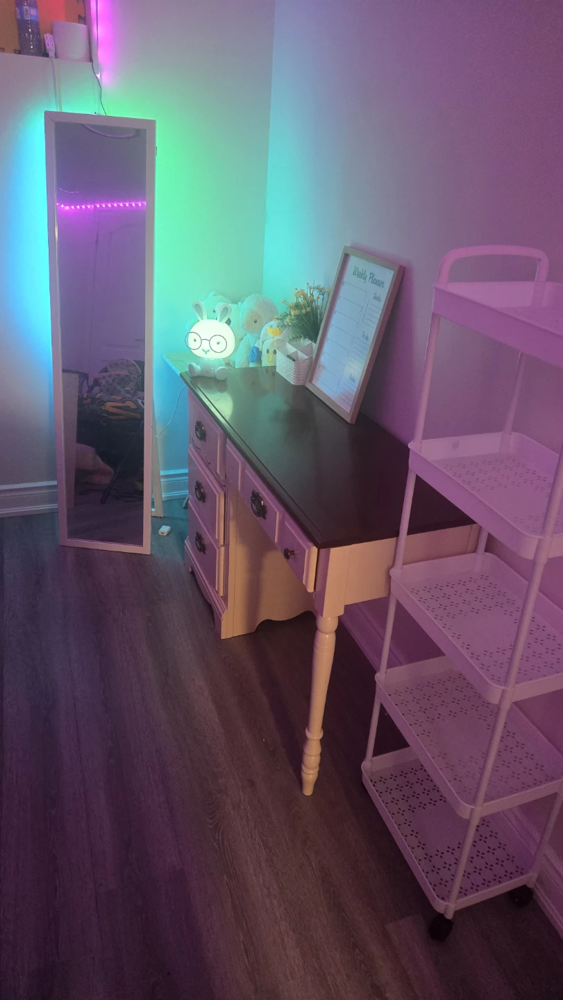 Complete Bedroom  Desk, LED Mirror, & Cart Bundle