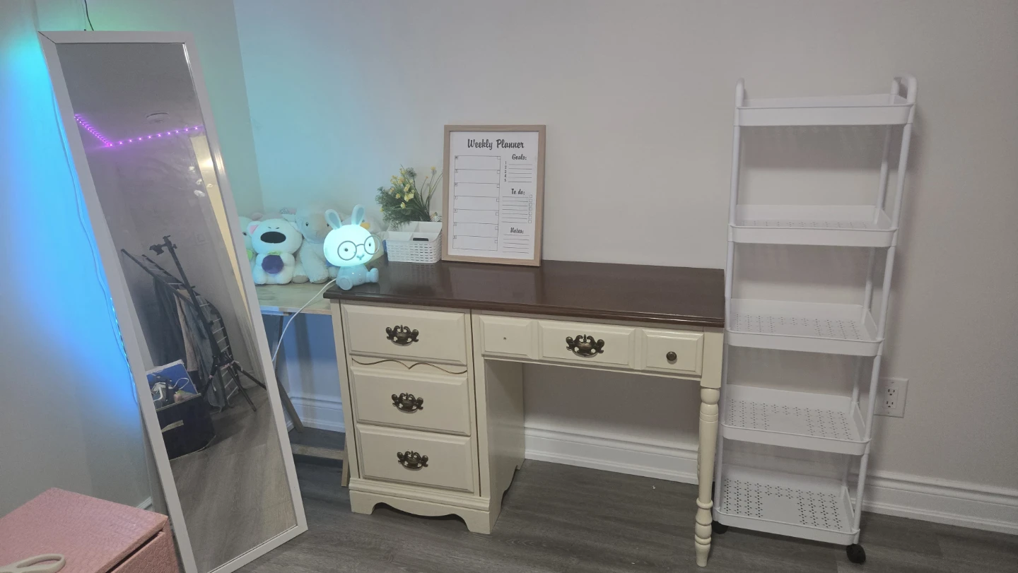 Complete Bedroom  Desk, LED Mirror, & Cart Bundle - photo 3