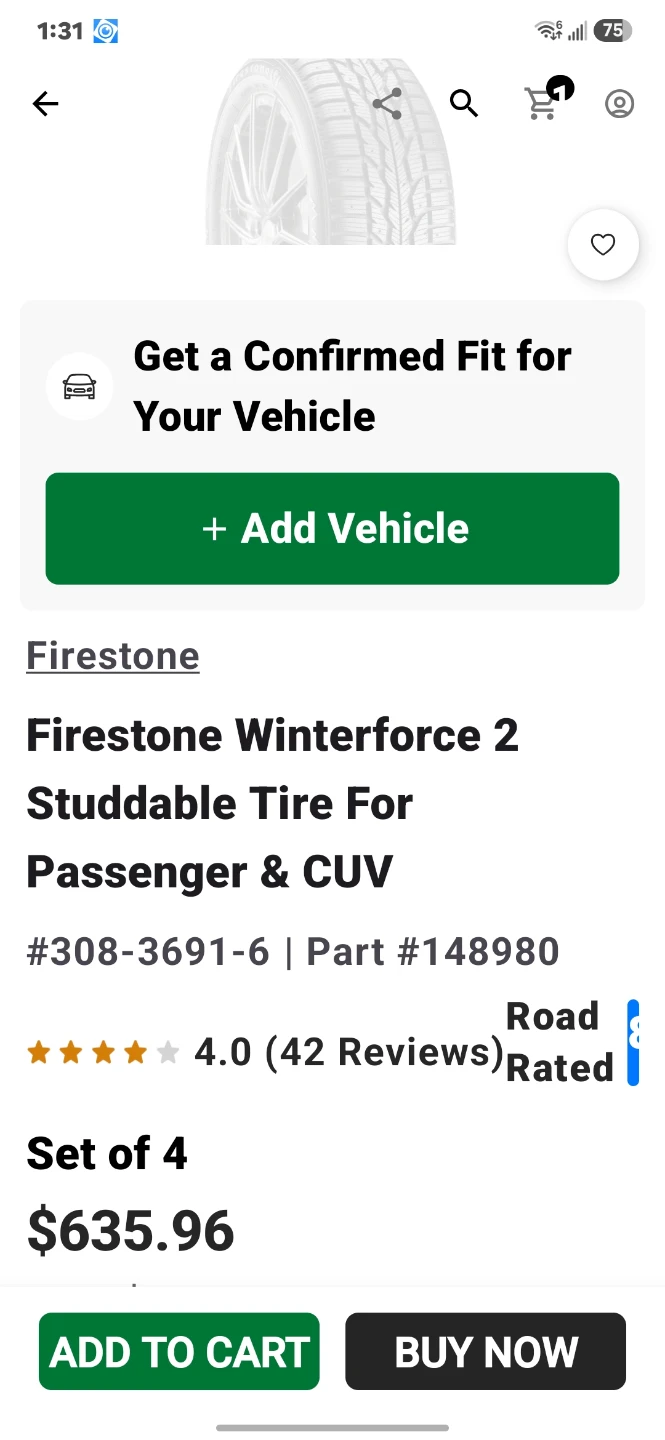 215/70R16 Firestone Winterforce 2 Studdable Winter Tire - photo 4