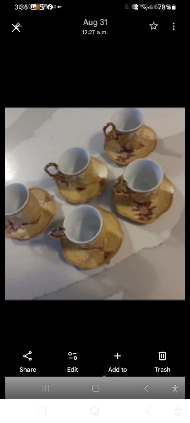 Set of 5 Vintage Teacups and Saucers