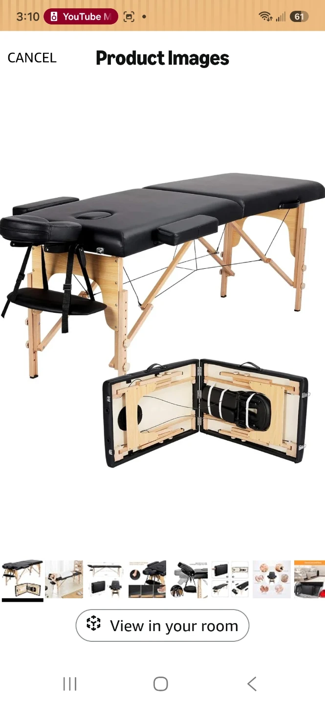 Yaheetetch 2-Fold Massage Table Black