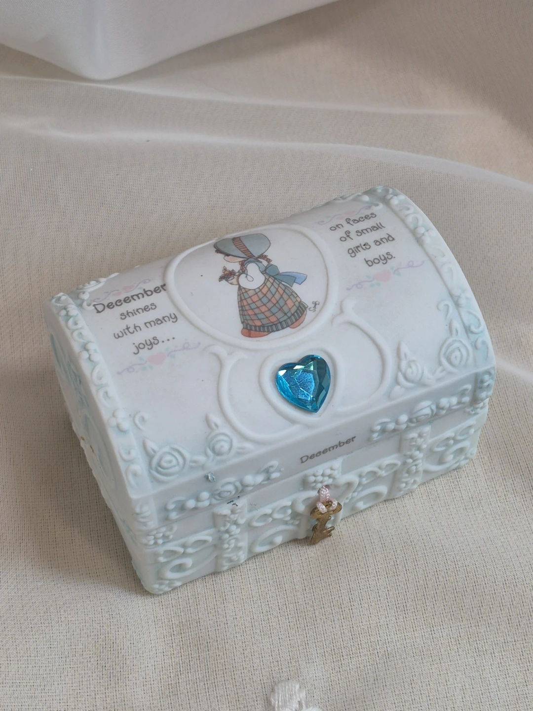 Porcelain Precious Moments December Birthday Trinket..