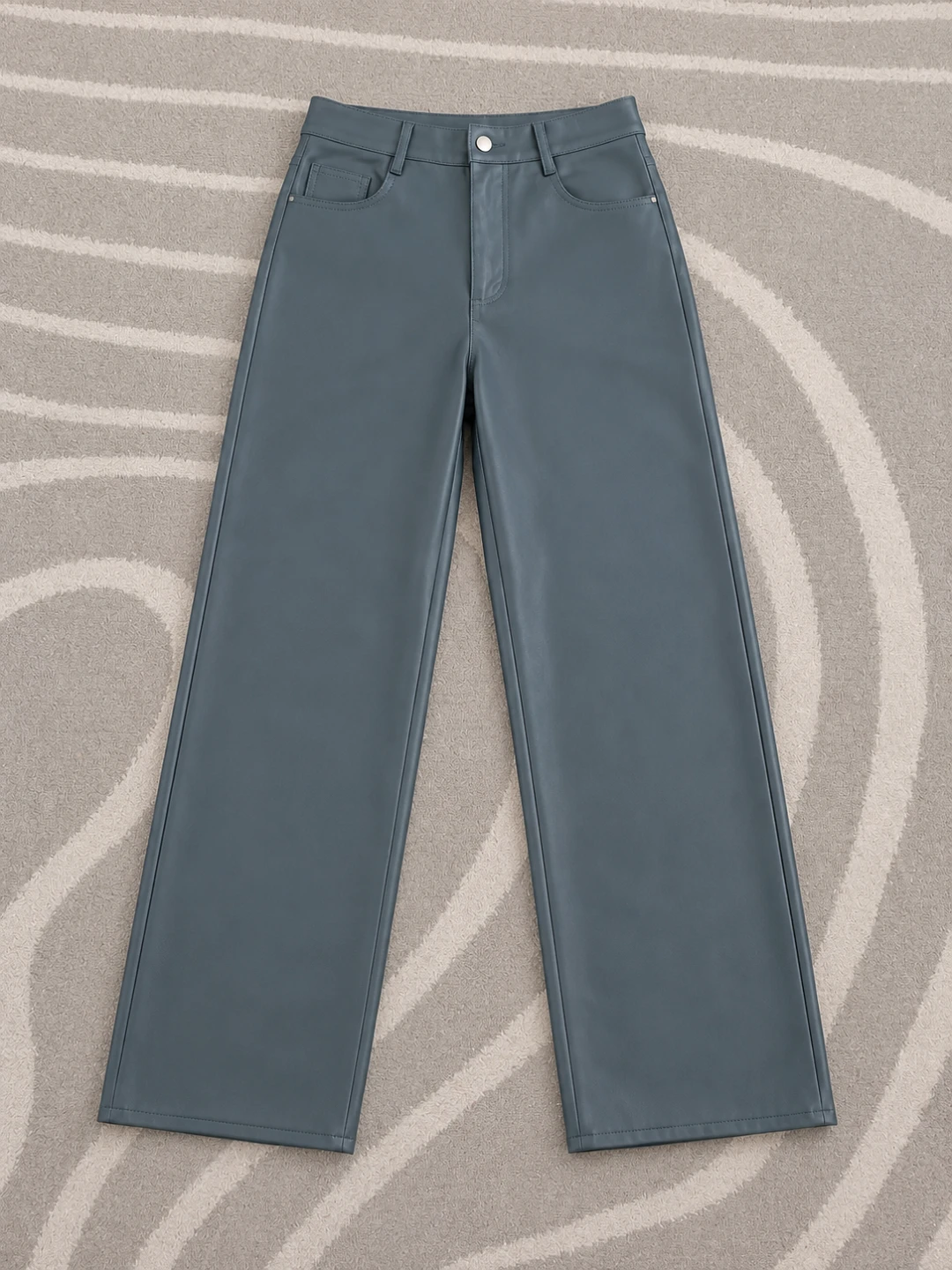 Jade Green Faux Leather Wide Leg Pants
