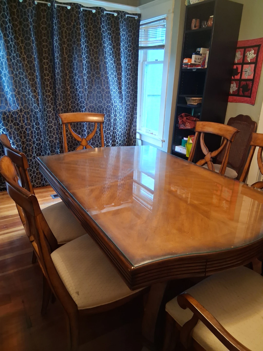 Wooden Dining Table with Glass Top. Liz Claiborne.