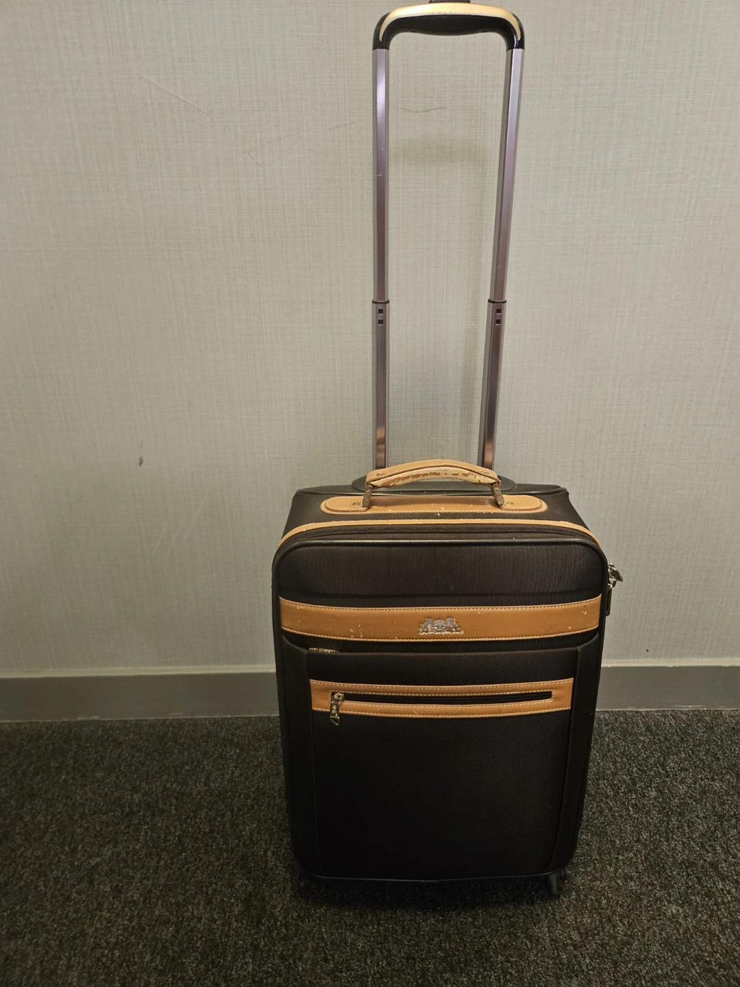 Bentley Black and Tan Carry-On Luggage with Wheels