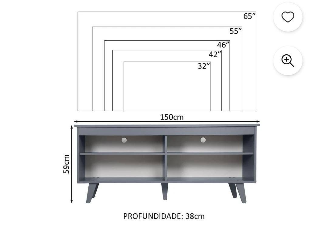 TV Stand with Shelves - 150cm - photo 3