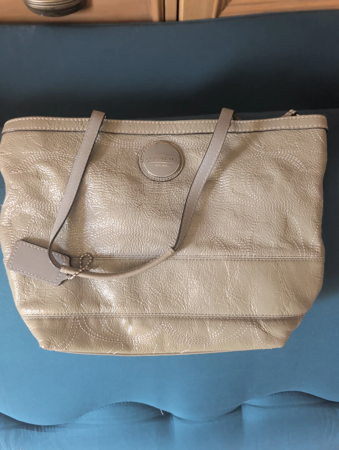 Coach GreyPatent Leather Tote Bag